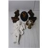 Image 4 : (5) Angel Figurines, Vintage Tray and Bowl, Youth Soccer Finalists Medal