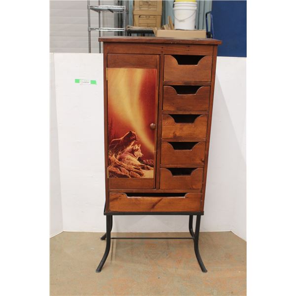 *Wood Storage Cabinet with Metal Stand 23.5" Long x 11" Wide x 52.25" Tall