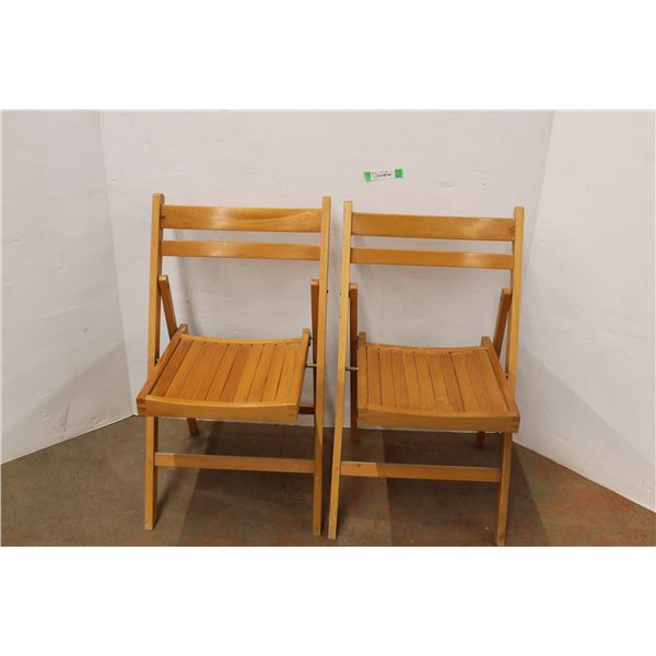 *(2) Wooden Folding Chairs 31.75" Tall x 18" Deep x 18" Wide