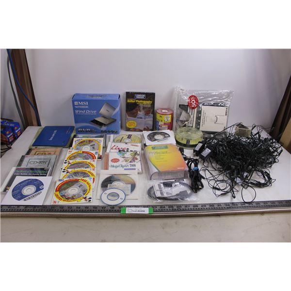 Computer Media Lot (Games, Home Office, Photography, Cords), 2 Sets of Multi-Color String Lights - T