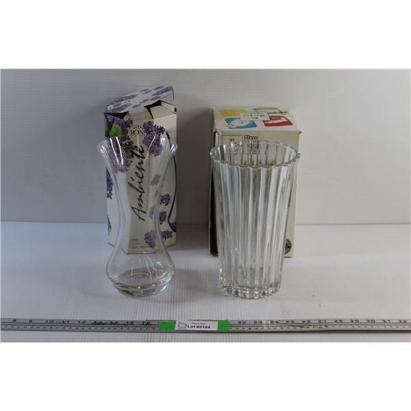 (2) Glass Flower Vases