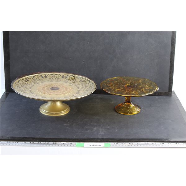 (2) Footed Serving Platters