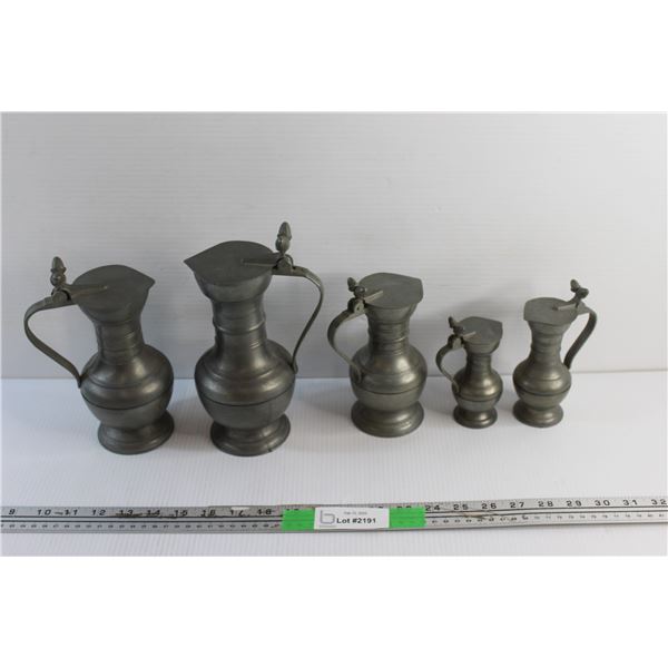 (5) Vintage Metal Pitchers