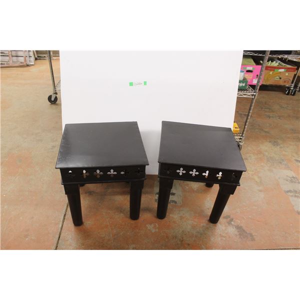 *(2) Metal Stools/Tables  16'' x 16'' x 16''