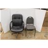 Image 1 : *Faux Leather Office Chair and Cushion Chair - 37'' x 28'' x 25''