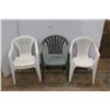 Image 1 : **(4) Outdoor Plastic Chairs 32'' x 22'' x 23''
