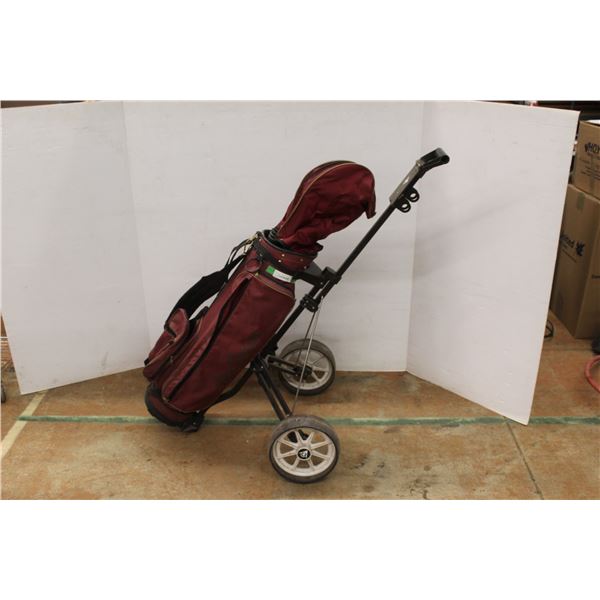 *(9) Golf Clubs and Golf Club Bag with Stand