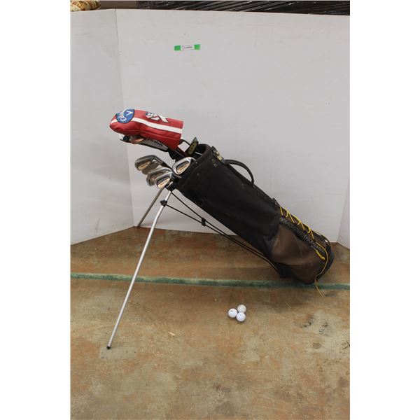 *Golf Clubs, Golf Bag with Stand and Golf Balls