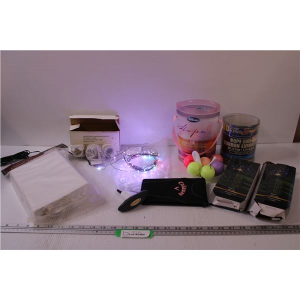 Wilson Womens Golf Balls, String Lights, (2) Solar Light in Box, (3) Light Socket Set, Embossing Ste