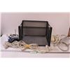 Image 1 : (3) Power Bars, (3) Extension Cords, Various Cords in Metal Crate Box - 15" x 13" x 10"