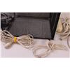 Image 4 : (3) Power Bars, (3) Extension Cords, Various Cords in Metal Crate Box - 15" x 13" x 10"