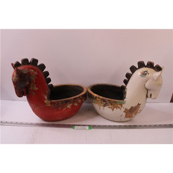 Rook Chess Inspired Pottery Plant Pots Set - 15" x 13" - Some Wear