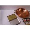 Image 2 : Copper Serving Bowl, Craven A Cigarette Tin, (5) Bale Booklets w/Grid Paper
