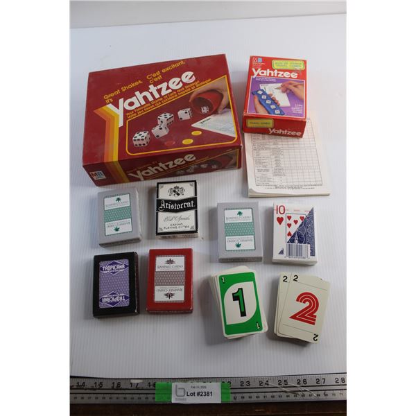 Yahtzee Trivia Games, Casino Playing and UNO Cards