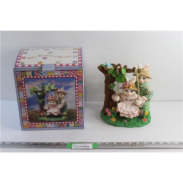 Easter Fabric Mache Bunnies Decor