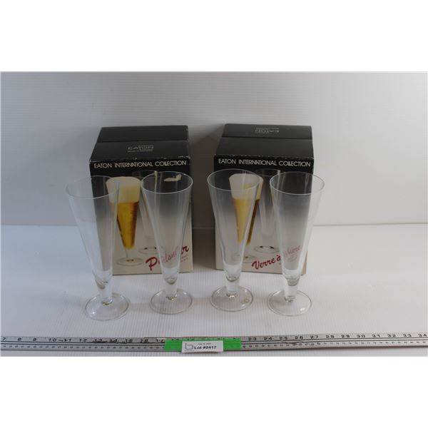 (8) Eaton International Collection Mouthblown Set of Pilsner Glasses
