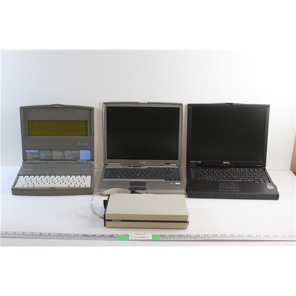 (2) Vintage Dell Laptops, Brother PN 4400 Laptop and Multitech Floppy Disk Drive - As Is