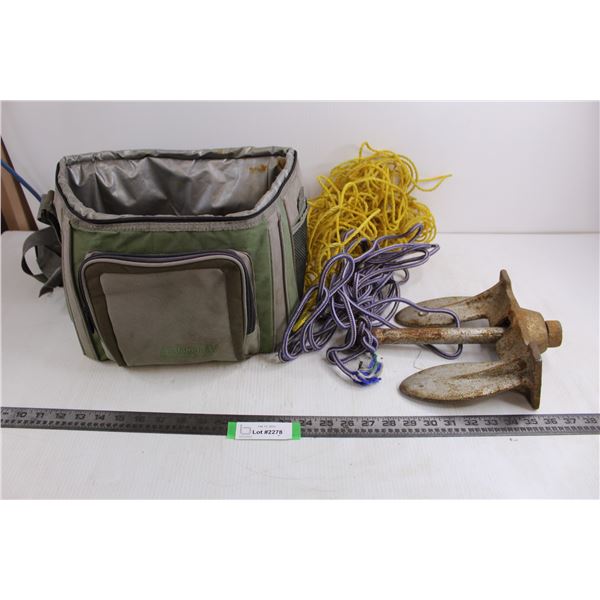 10 lb Marine Anchor with braided Rope and Coleman Storage Tote