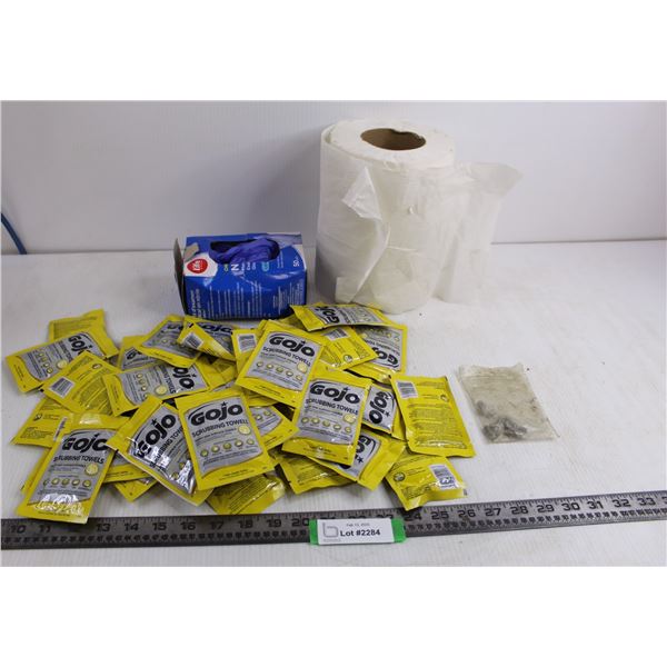 (20+) Gojo Individual Scrubbing Towels - Sealed, Metal Dowels, Paper Towel Role, Partial Life Brand 