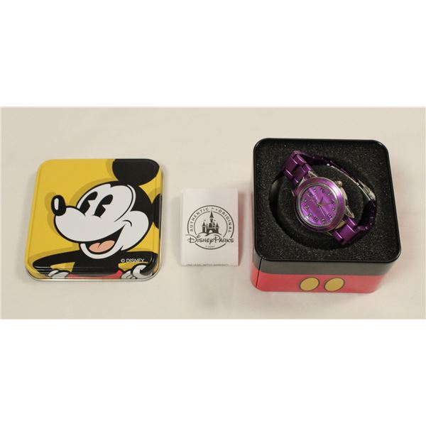 A Disney Parks Purple Metal Watch.
