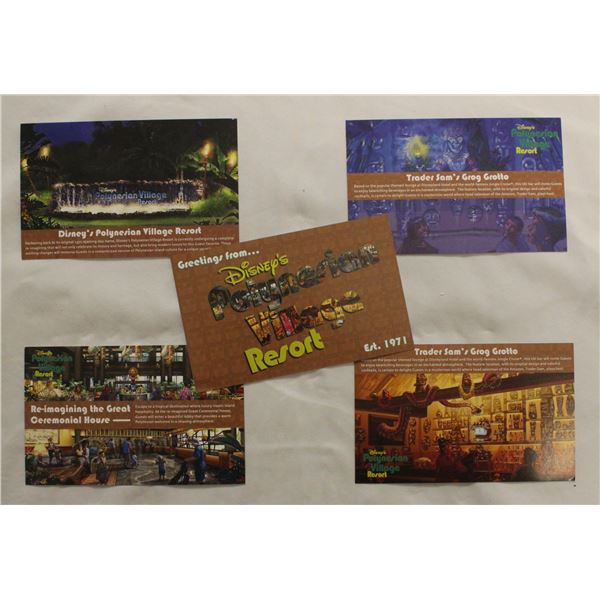 A 2014 Disney's Polynesian Resort and Trader Sam's Grotto Post Card Set.