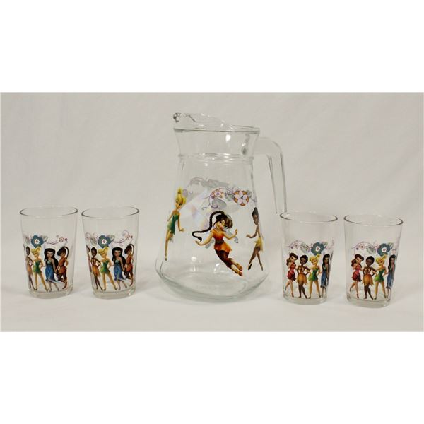 A Disney Fairies Pitcher and Glass set.