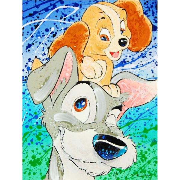 An Original David Willardson Embossed Serigraph of Lady and The Tramp.