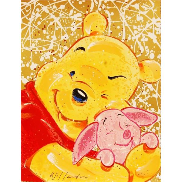 An Original David Willardson Embossed Serigraph of Winnie the Pooh and Piglet.