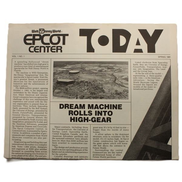 A Rare EPCOT Today Newsletter Issue #1.