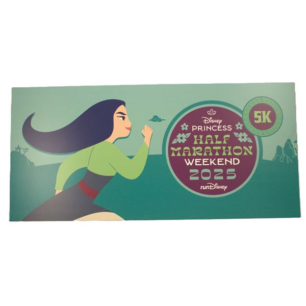 A 2025 runDisney Princess Half Marathon Weekend 5K Event Sign.