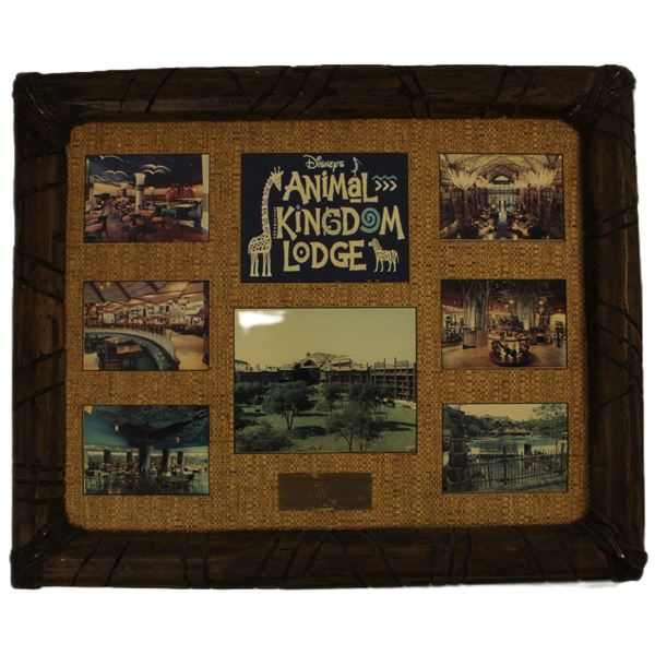 A Large Framed Animal Kingdom Lodge Construction Team Cast Member Photo Collage.