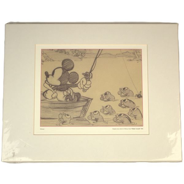 A Matted Print of Mickey Mouse from "Fishin Around".