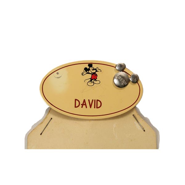 A 1980s Disneyland Cast Member "David" Name Tag with Silver DREAM Award.