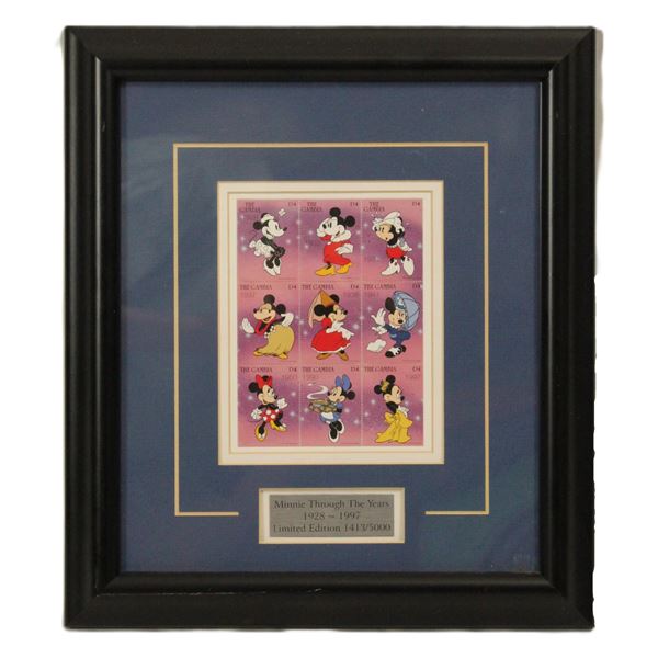 A Rare Minnie Mouse Framed Stamp Set.