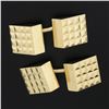 Image 2 : Vintage Solid 14k Yellow Gold Polished Finish Pyramid Textured Square Cuff Links