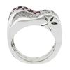 Image 8 : NEW 14K Gold 0.85 ctw Pave Pink Sapphire & Diamond Dual Stack Look Wavy Band Rin