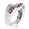 Image 9 : NEW 14K Gold 0.85 ctw Pave Pink Sapphire & Diamond Dual Stack Look Wavy Band Rin