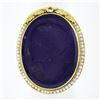 Image 1 : 14k Gold Left Facing Amethyst Cameo Ring w/ Seed Pearl Filigree & Floral Frame