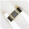 Image 3 : Vintage Gemlok 18K Gold Diamond Inlaid Black Mother of Pearl Eternity Band Ring