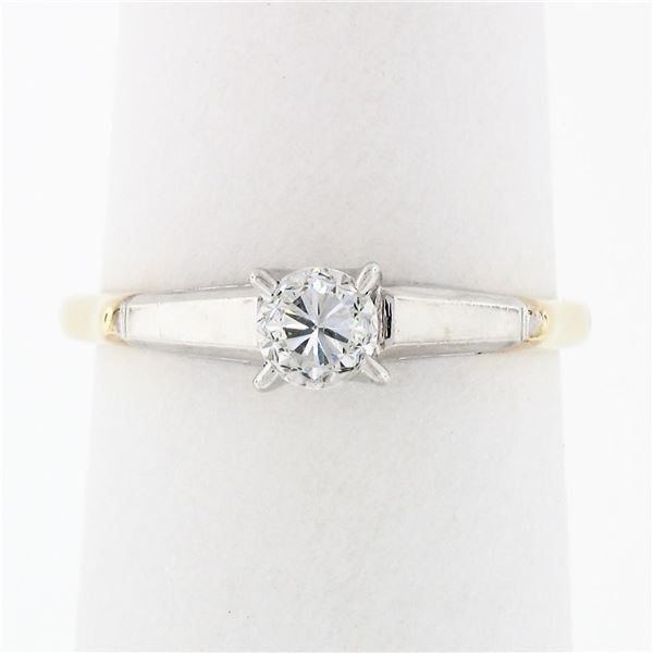 Vintage 14k Gold Old Transitional Diamond Solitaire Engagement or Promise Ring