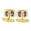 Image 4 : Mens Vintage 14K Gold Rectangular Bezel Alexandrite w/ Polished Frame Cuff Links
