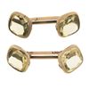 Image 5 : Mens Antique 10K Yellow Gold Dual Sided Bezel Cushion Lemon Quartz Cuff Links