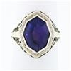 Image 1 : Antique Art Deco 14k Gold Custom Marquise Cut Bezel Set Amethyst Solitaire Ring