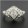 Image 2 : Antique 18k Gold 0.60 ctw Old Mine Cushion Diamond Floral Filigree Engagement Ri