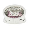 Image 7 : Italian 14k White Gold Pink Sapphire & Diamond Wavy Design Wide Cigar Band Ring
