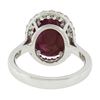 Image 7 : New 14k White Gold 7.9 ctw GIA NO HEAT Oval Cabochon Ruby & Diamond Halo Ring