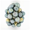 Image 1 : 14k Yellow Gold Bluish Gray Pearl w/ Etched Leaf Large Cluster Cocktail Ring