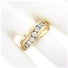Image 3 : Men's 14K Yellow Gold 1.10 ctw Round Brilliant Channel Set Diamond Wavy Band Rin