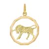 Image 3 : Vintage 18K TT Gold Detailed Taurus Bull w/ Faceted Circle Frame Charm Pendant