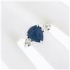 Image 7 : NEW Platinum Gubelin 5.63 ctw Triangle Cabochon Sapphire Pear Diamond 3 Stone Ri
